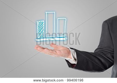 Businessman, Salesman, Diagram Symbol In The Hand