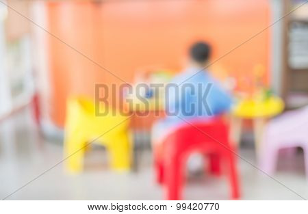 Image Of Blur Child Play Toy Set On Table