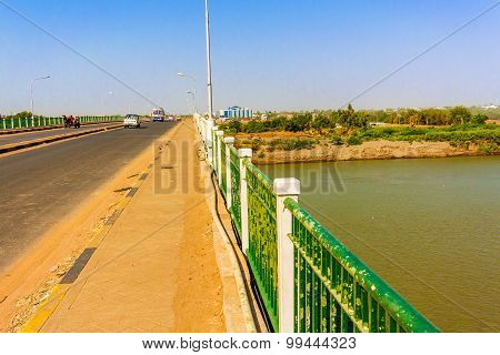 View At Blue Nile River From The Bridge In Wad Madani