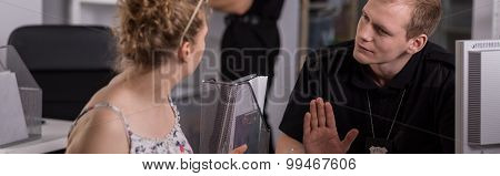 Woman In Police Office
