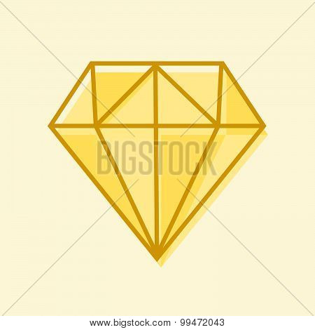 Vector hand drawn diamond isolated, gold diemond