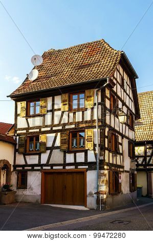 Street View Of Old Tradicional Alsacien Village