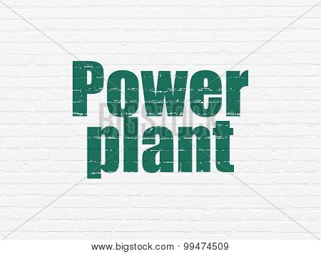 Manufacuring concept: Power Plant on wall background