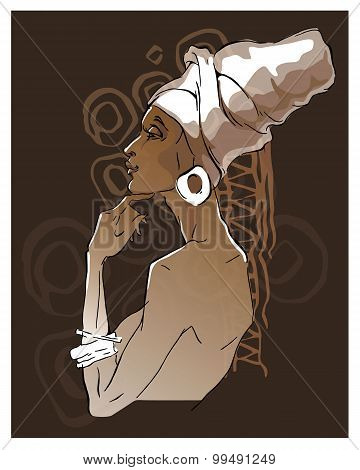 Hand made vector sketch of african woman.