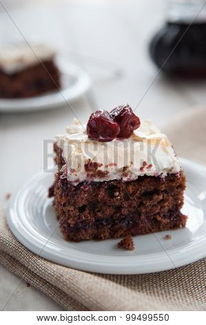 Piece Of Cherry And Meringue Cake