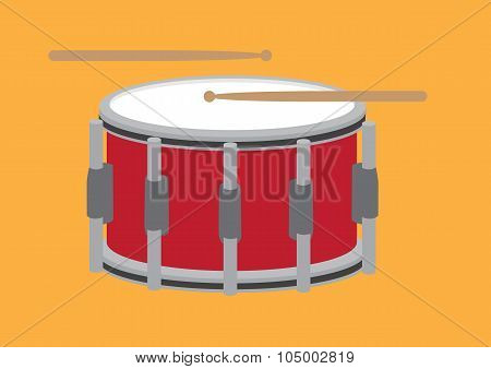 Drum And Drum Sticks Cartoon Vector Illustration