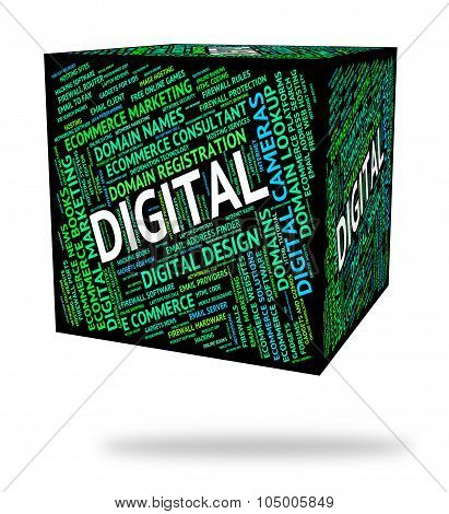 Digital Word Represents High Tec And Computer