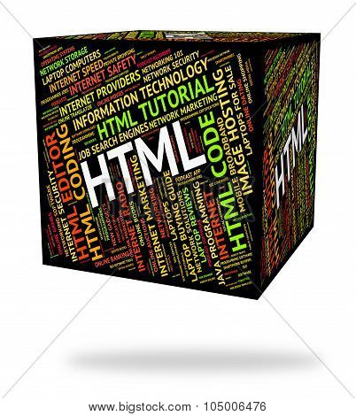 Html Word Means Hypertext Markup Language And Code