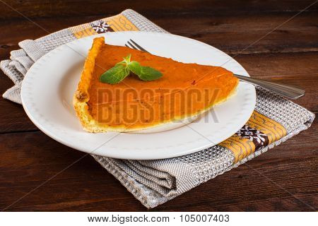 Pumpkin Pie On Plate