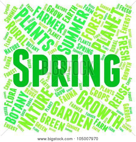 Spring Word Shows Springtide Warmth And Season
