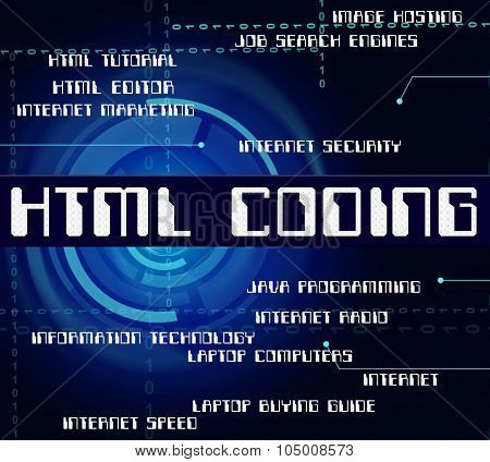 Html Coding Represents Hypertext Markup Language And Cipher