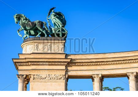 Heroes' Square is one of the major attraction of Budapest Hungary rich with historic and political connotations completed in 1900.
