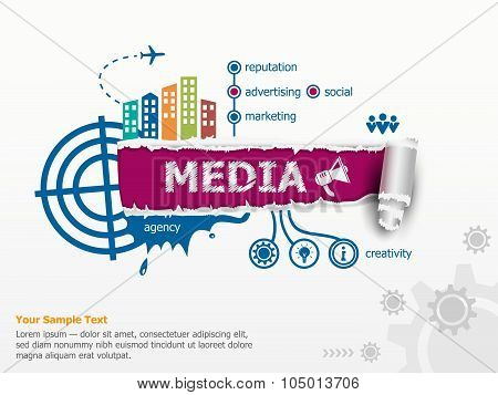 Media Design Concept And Breakthrough Paper Hole