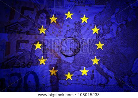Eu flag and euros - Finance concept