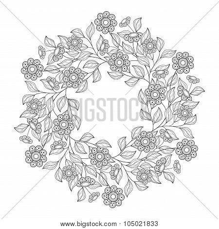 Vector Monochrome Floral Background