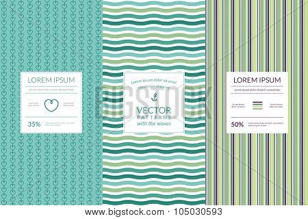 Vector set with abstract patterns. Shades of turquoise.