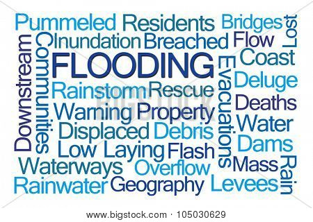 Flooding Word Cloud on White Background