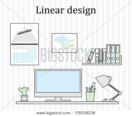 modern workplace in room