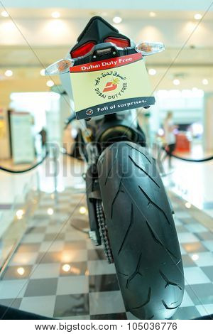 DUBAI, UAE - APRIL 18, 2014: Dubai Duty Free Car Lottery prise. Dubai Duty Free is the company responsible for the duty-free operations at Dubai International Airport