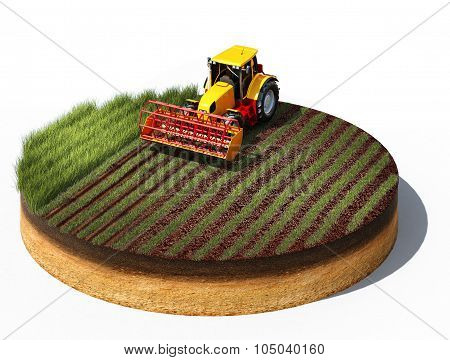 Tractor Preparing Land For Sowing
