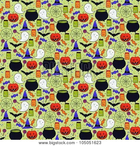 Halloween seamless cute pattern, background for children