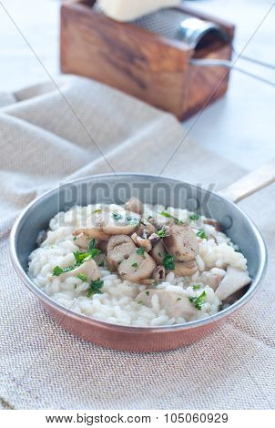.pasta And Rice With Porcini Mushrooms Served With Butter And Parmesan