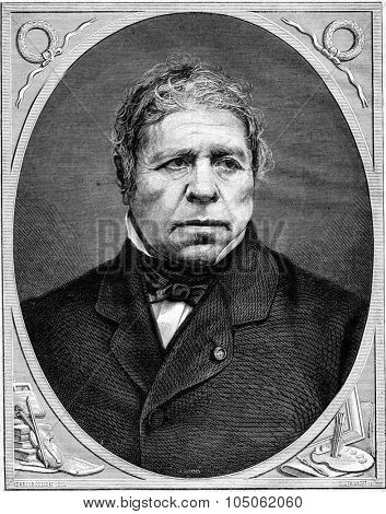 Ingres, vintage engraved illustration. Magasin Pittoresque 1867.