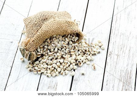 Chinese Herb Pearl Barley On Grunge White Table
