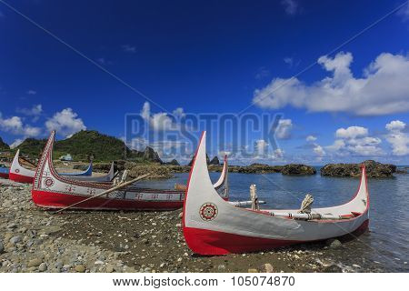Beautiful Carving Boat At Orchid Island, Taitung