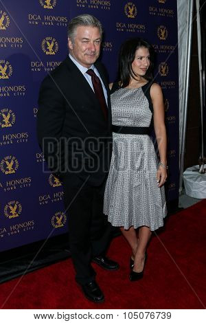NEW YORK-OCT 15: Actor Alec Baldwin (L) and wife Hilaria Baldwin attend the DGA Honors Gala 2015 at the DGA Theater on October 15, 2015 in New York City.