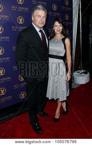 NEW YORK-OCT 15: Actor Alec Baldwin (L) and wife Hilaria Baldwin attend the DGA Honors Gala 2015 at the DGA Theater on October 15, 2015 in New York City.