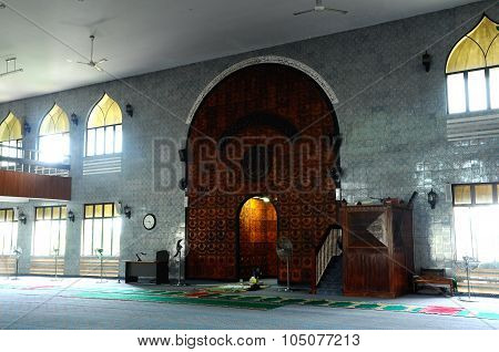 Interior of Kuching Town Mosque a.k.a Masjid Bandaraya Kuching in Sarawak, Malaysia