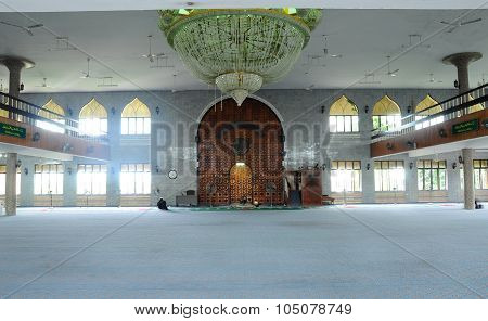 Interior of Kuching Town Mosque a.k.a Masjid Bandaraya Kuching in Sarawak, Malaysia