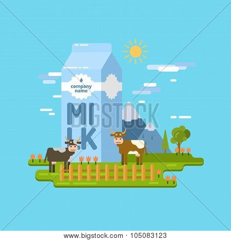 Dairy Product. Farm. Illustration For Advertising, Design And Web.