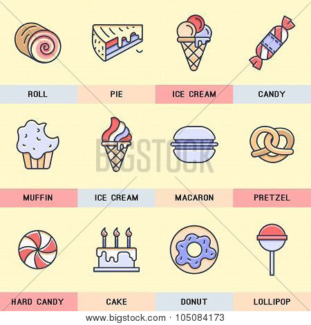 Sweet pastry icons