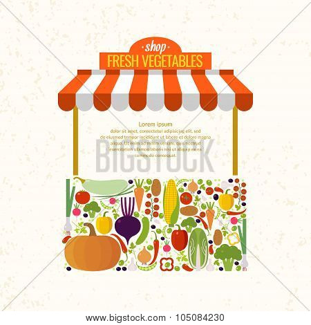 Store Fresh Vegetables. Organic Food. Elements And Icons For Cards, Illustration, Poster And Web Des
