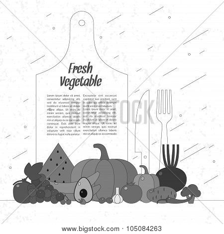 Fresh Vegetables. Organic Food. Elements And Icons For Cards, Illustration, Poster And Web Design.