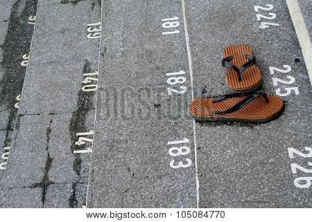 Staircase step with numbers at Kuching Town Mosque