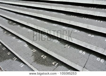 Staircase step with numbers at Kuching Town Mosque
