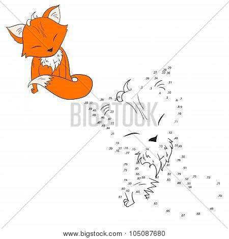 Connect the dots game fox vector illustration