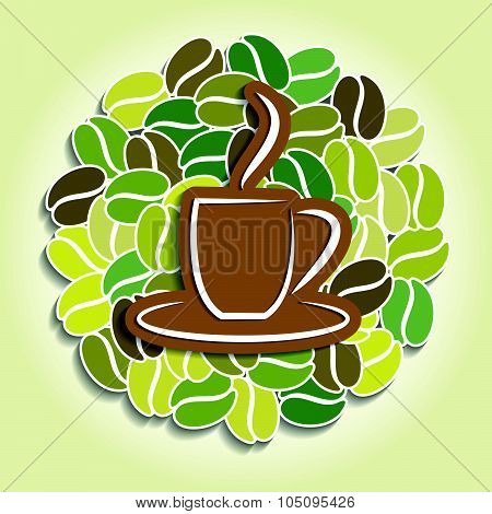?offee Cup On Background With Coffee Beans