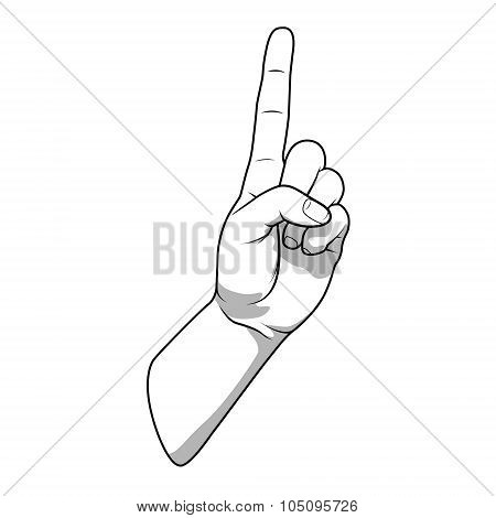 Palm hand number one gesture vector illustration