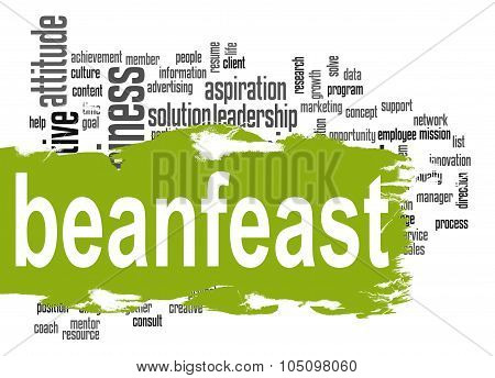 Beanfeast Word Cloud With Green Banner
