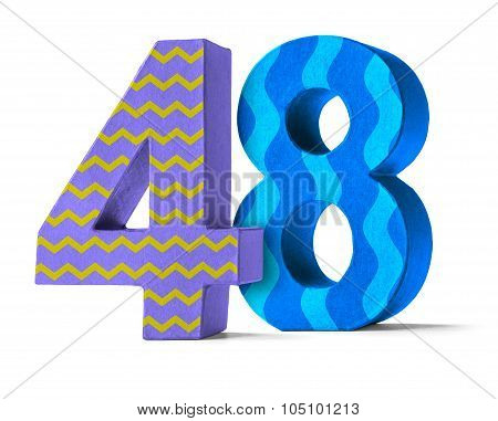Colorful Paper Mache Number On A White Background  - Number 48