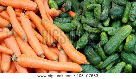 Fresh Cucumbers and carrots For Sale