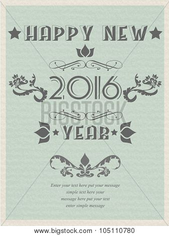 2016 Happy New Years Retro Poster Flayer Vintage