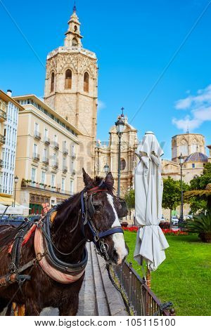 Valencia El Miguelete Micalet in Reina square and Cathedral church
