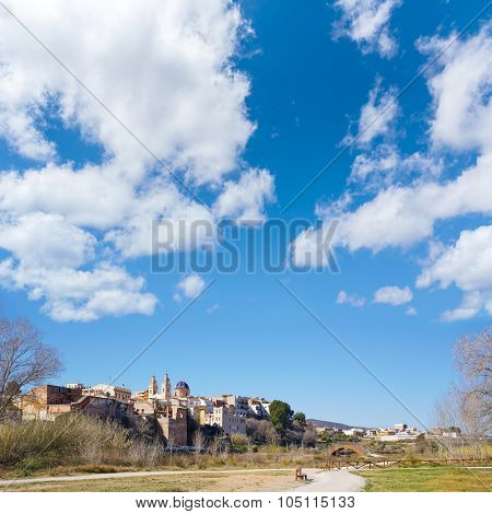 Ribarroja in Valencia parc de Turia skyline in winter sunny day