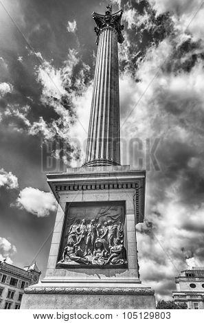 Nelson Statue At Trafalgar Square London Uk