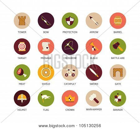 Round icons thin flat design, modern line stroke style
